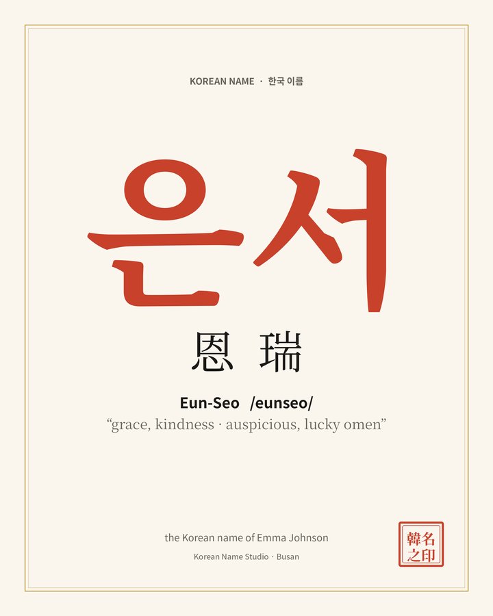 Korean name poster, ivory style